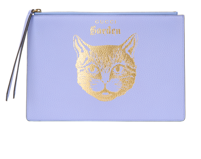 Gucci Garden Cat Pouch, &pound;180, Accessories, Purple, Leather, Front view